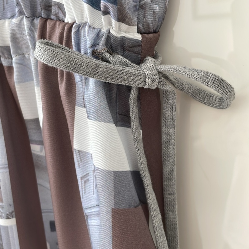 SALE! Peserico Tan, White & Grey Printed Dress - Picture 5 of 13